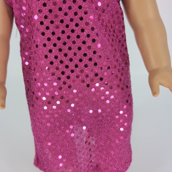 No Brand Hot Pink Sequin Mid Calf Doll Dress for 18 inch Dolls - Good Condition - Picture 2 of 8